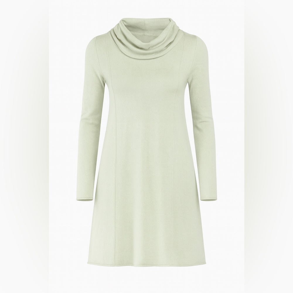 PURE JILL BY J.JILL COTTON CASHMERE TUNIC SWEATER DRESS COWL NECK LT GREEN SZ XS